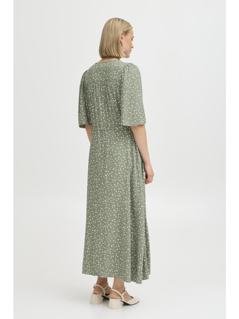 Fransa Sage Polka Dot Dress