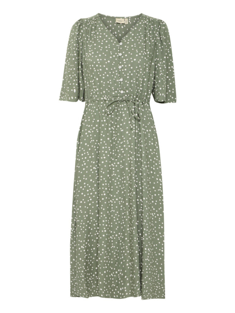 Fransa Sage Polka Dot Dress