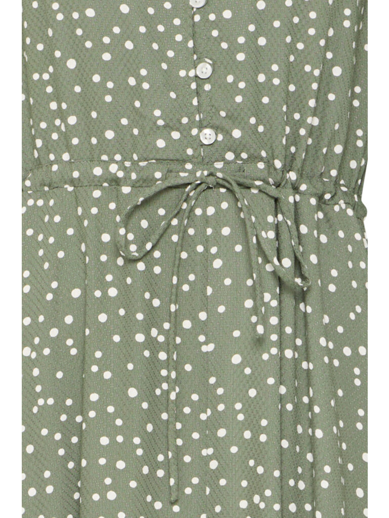 Fransa Sage Polka Dot Dress