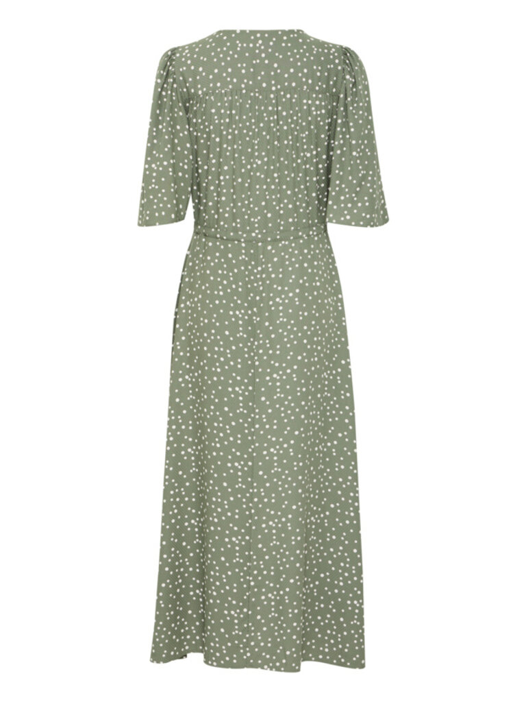 Fransa Sage Polka Dot Dress