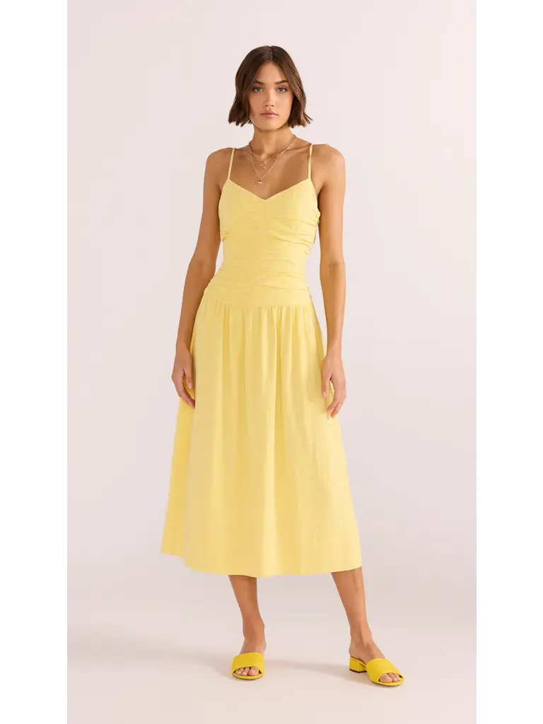 Mink Pink Lemon Ruched Midi