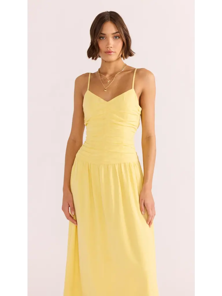 Mink Pink Lemon Ruched Midi