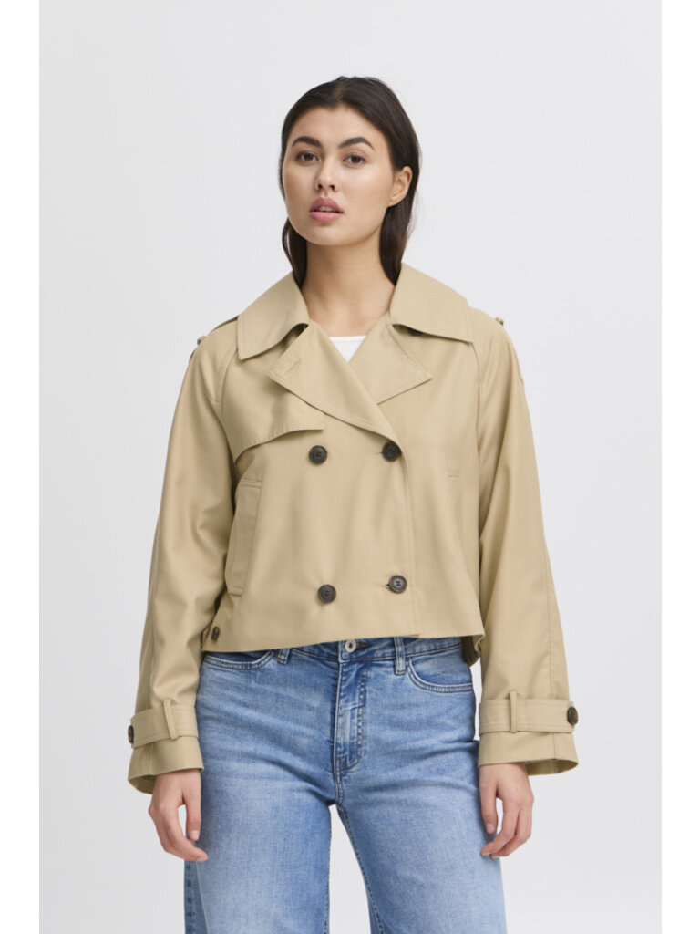 ICHI Cropped Trench Jacket