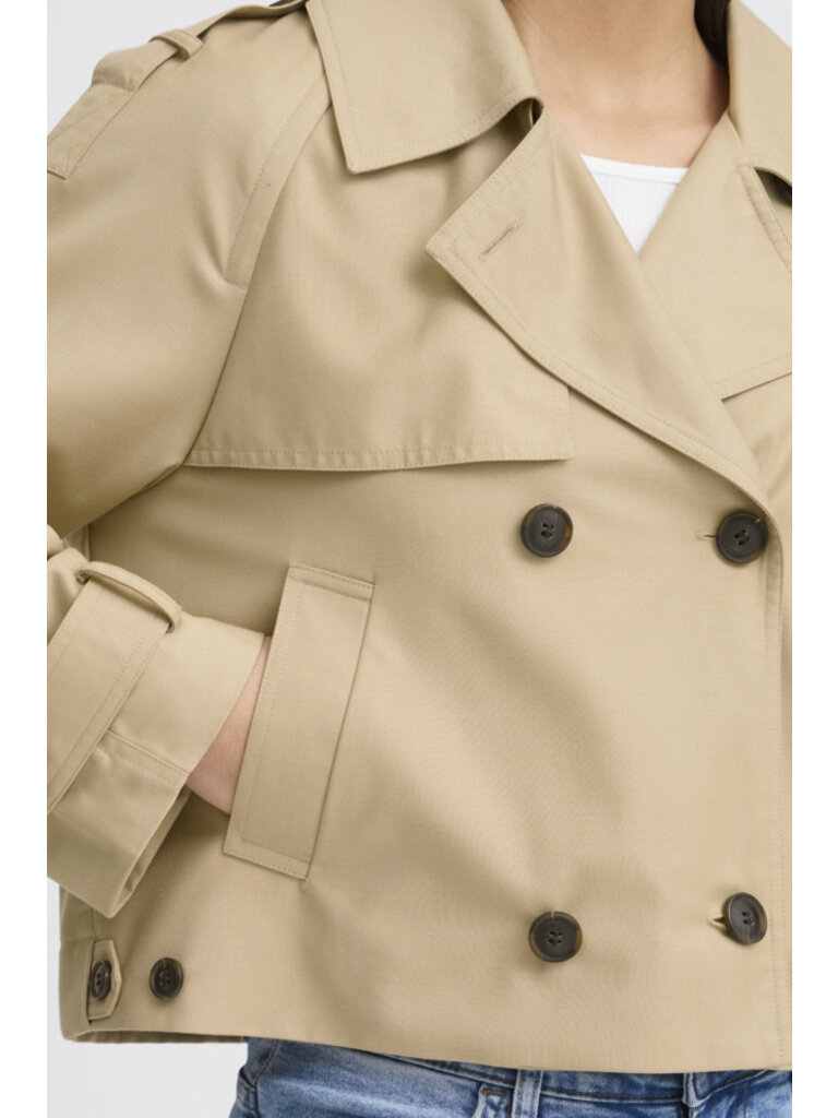 ICHI Cropped Trench Jacket