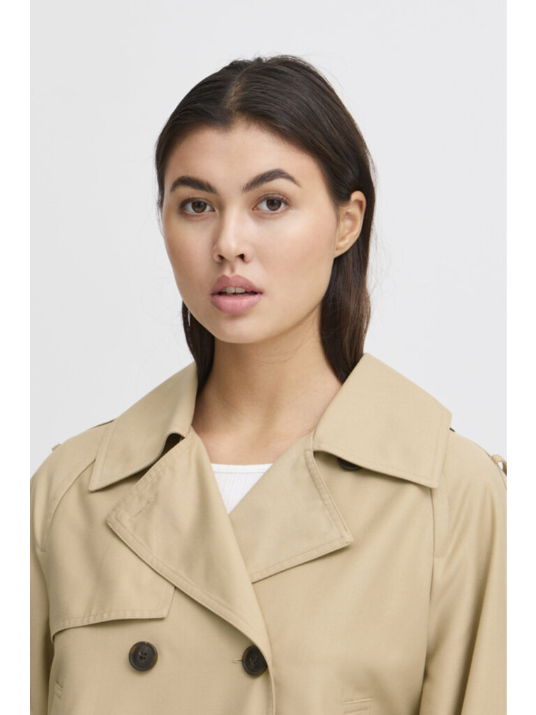 ICHI Cropped Trench Jacket