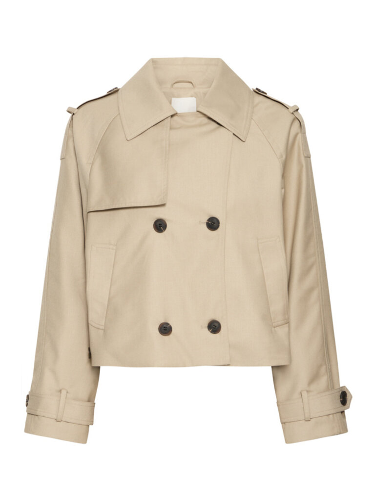 ICHI Cropped Trench Jacket