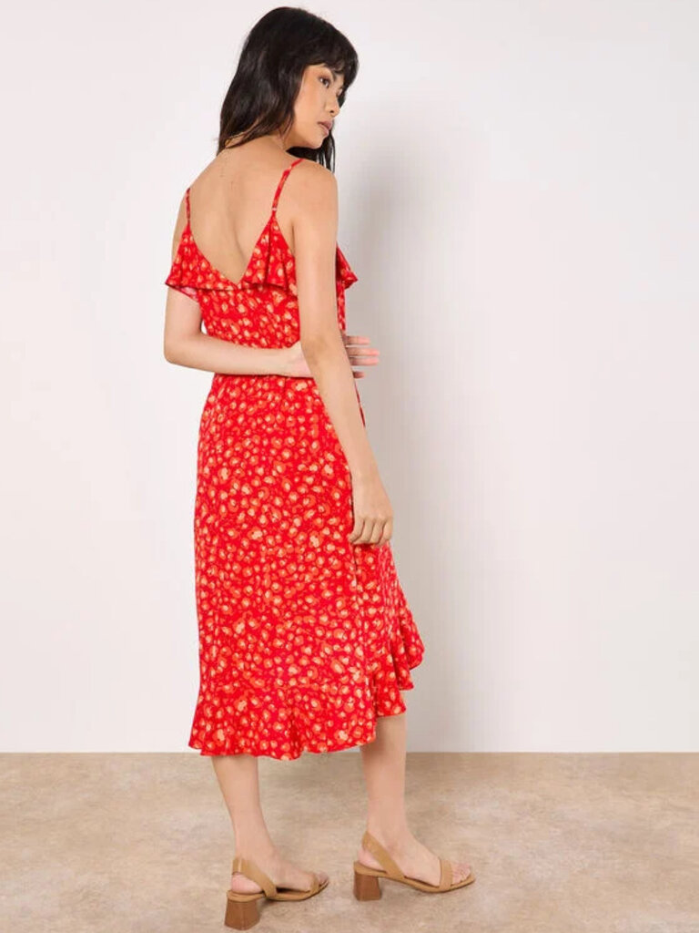 Apricot Leopard Red Ruffle Dress