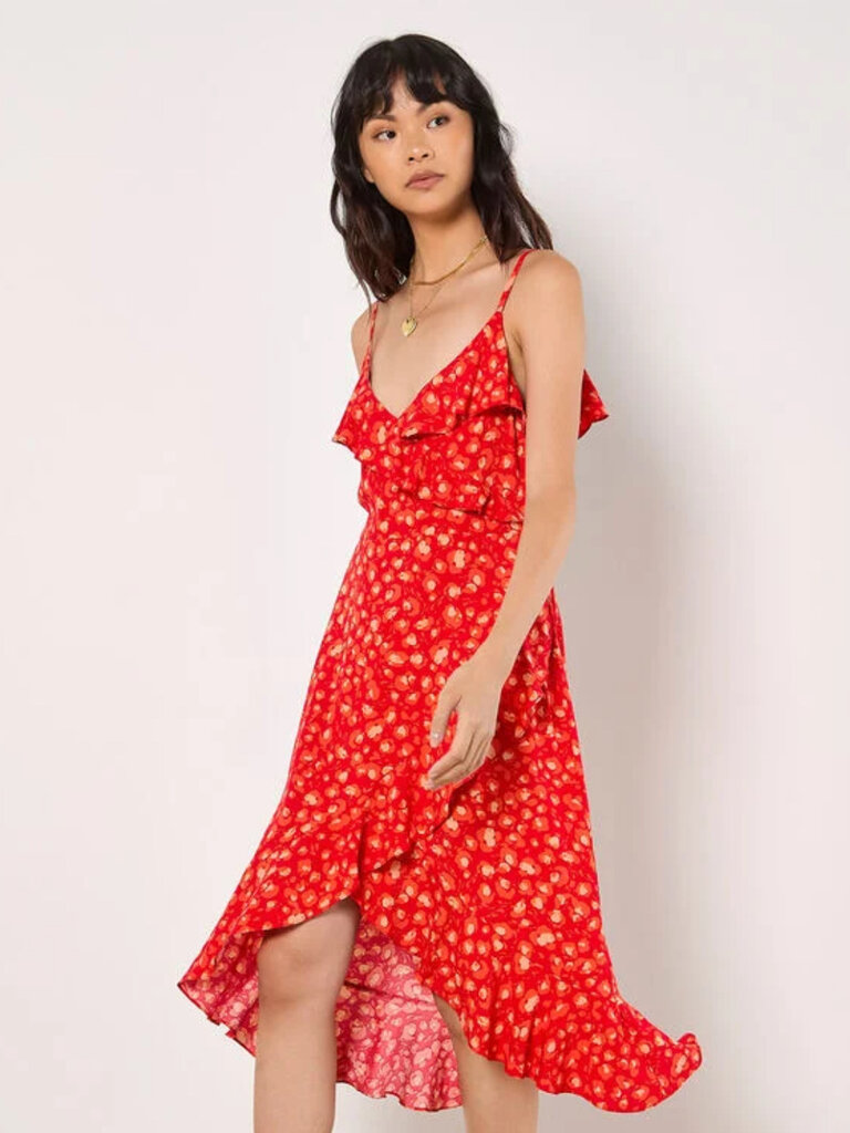 Apricot Leopard Red Ruffle Dress