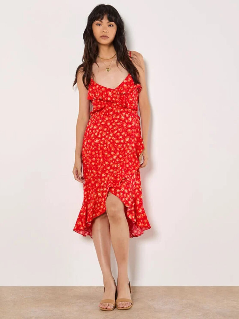 Apricot Leopard Red Ruffle Dress