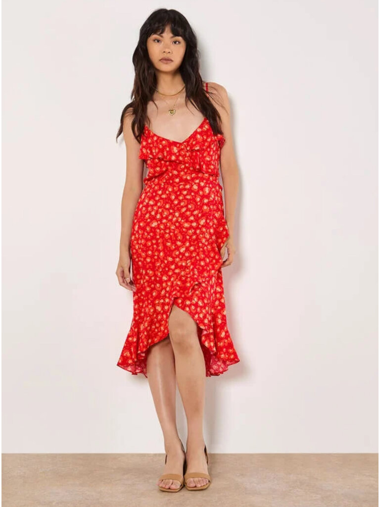 Apricot Leopard Red Ruffle Dress