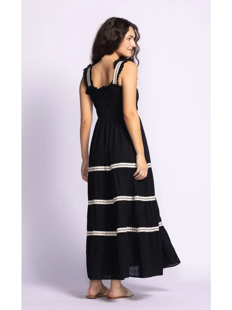 Pink Martini Black Smocked Tiered Maxi