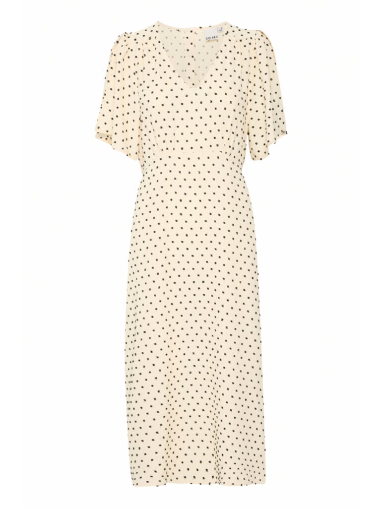 ICHI Creamy Swiss Dot Dress