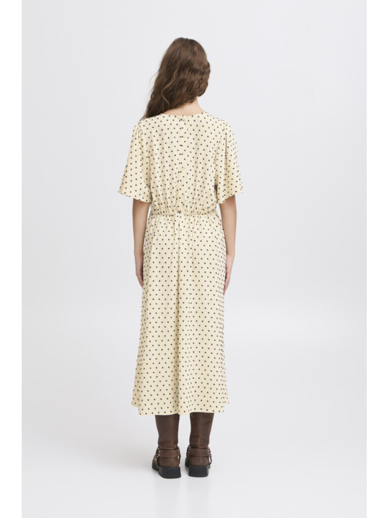 ICHI Creamy Swiss Dot Dress