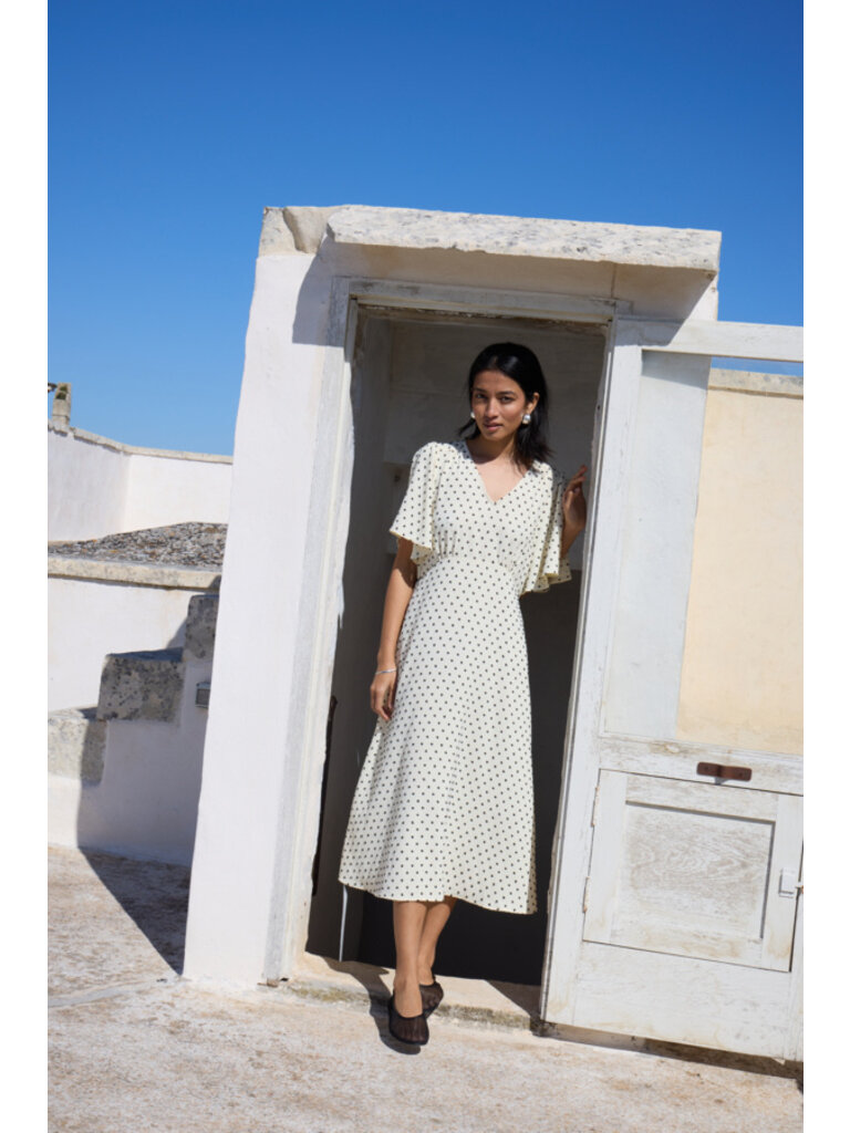 ICHI Creamy Swiss Dot Dress