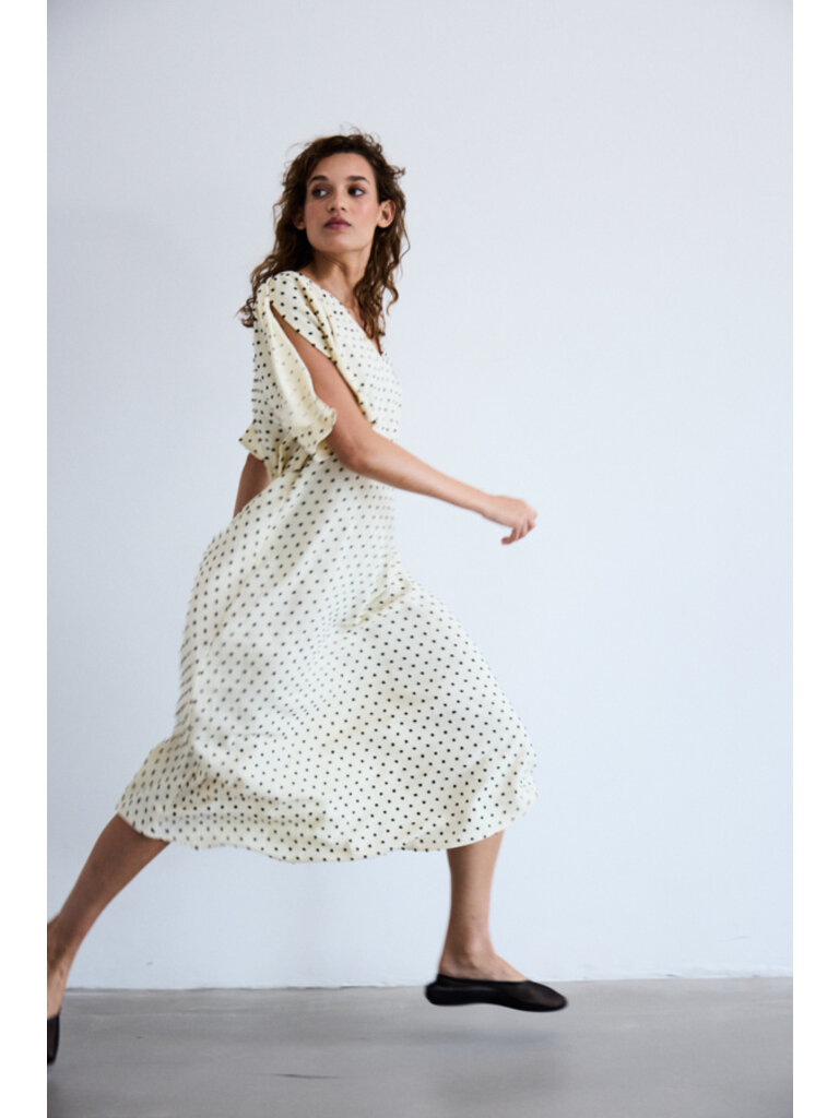 ICHI Creamy Swiss Dot Dress