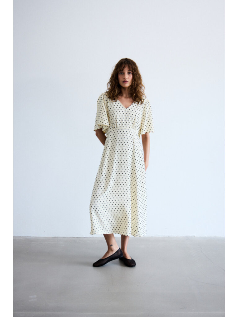 ICHI Creamy Swiss Dot Dress