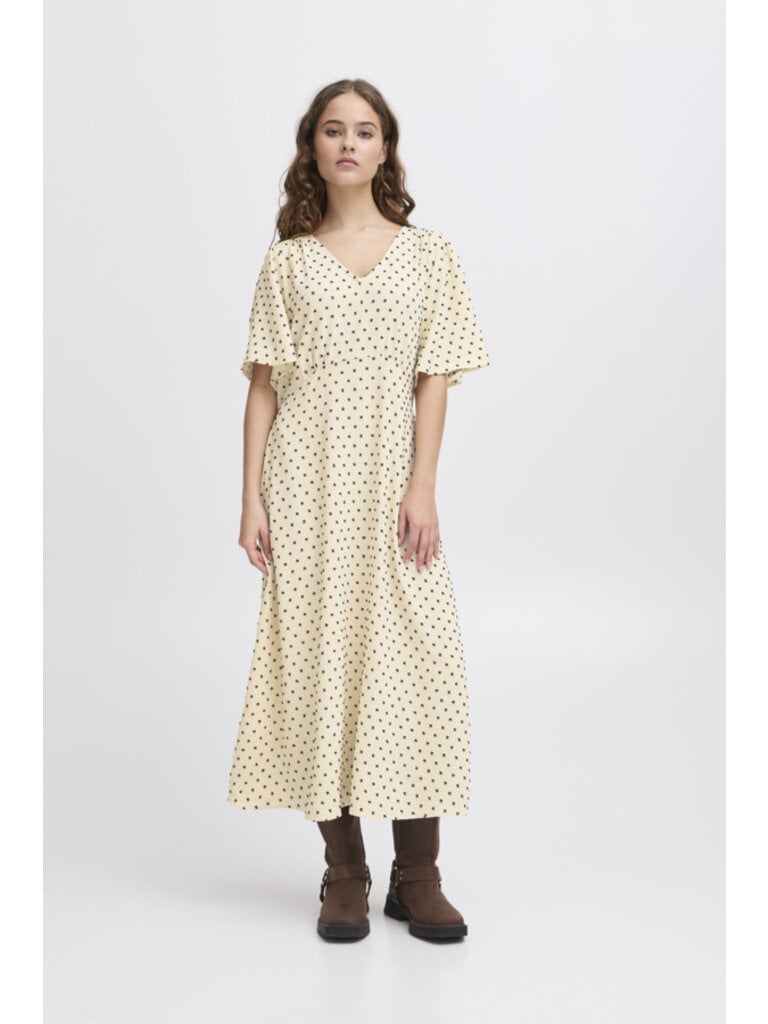 ICHI Creamy Swiss Dot Dress