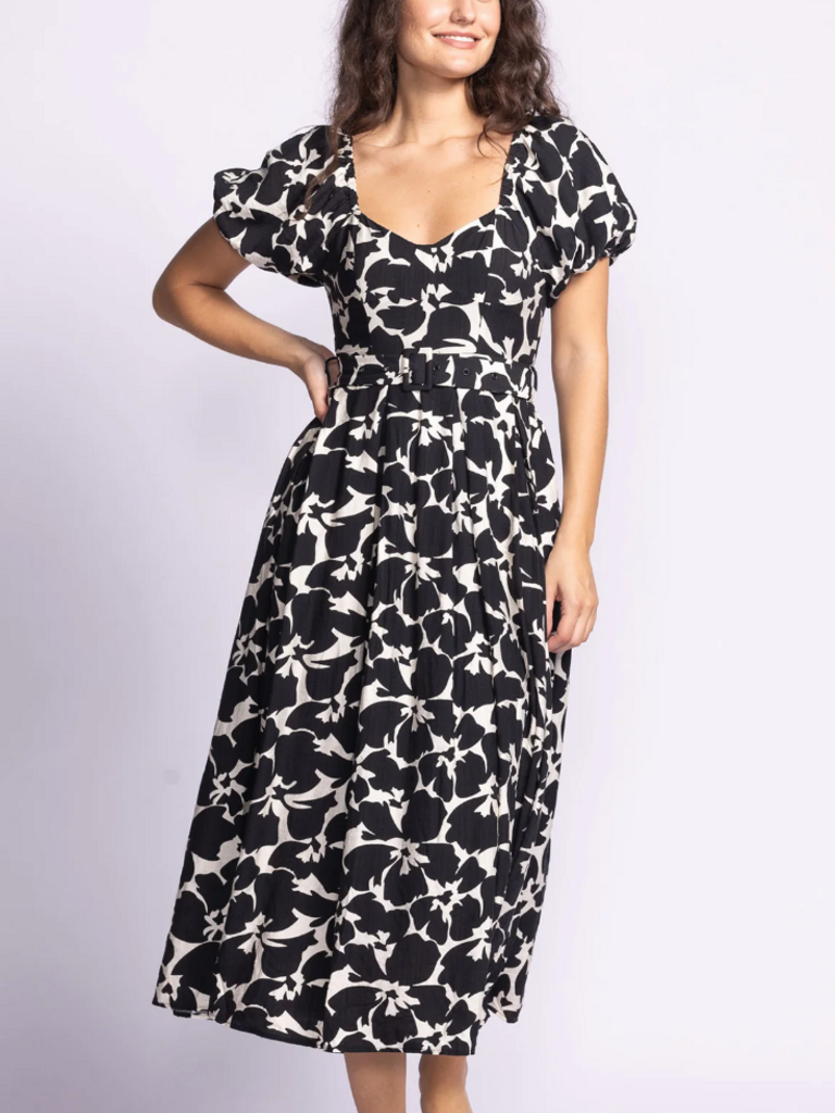 Pink Martini Bold Floral Belted Dress