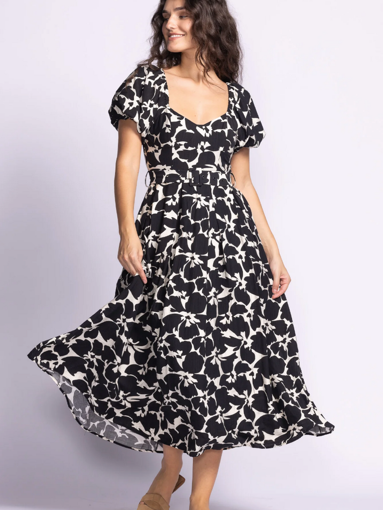 Pink Martini Bold Floral Belted Dress