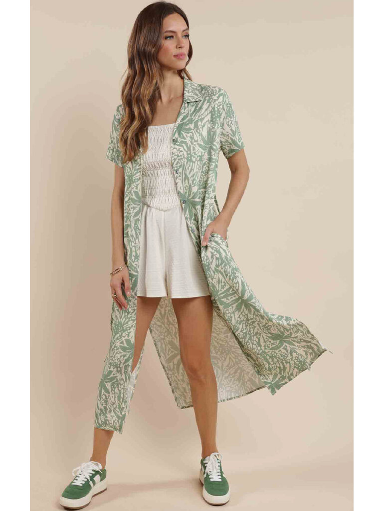 Sage The Label Palm Sage Button Midi