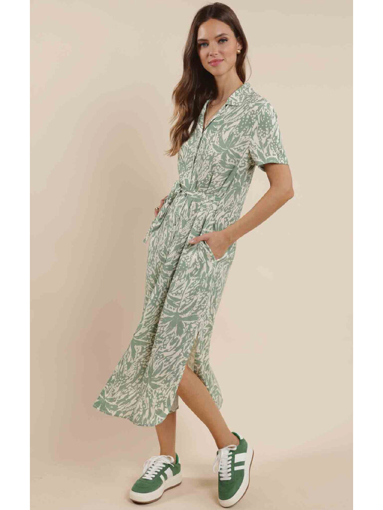 Sage The Label Palm Sage Button Midi