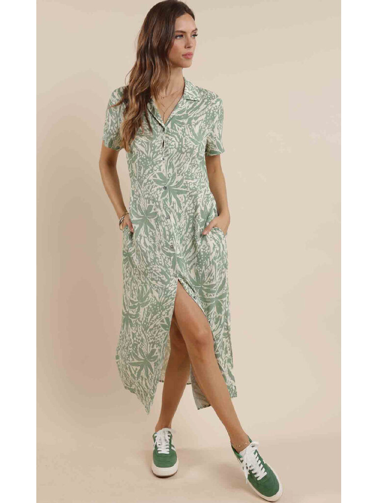 Sage The Label Palm Sage Button Midi