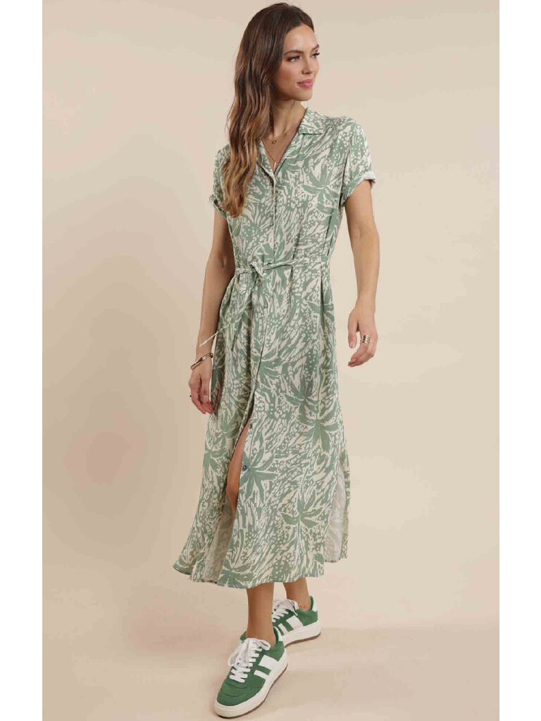 Sage The Label Palm Sage Button Midi