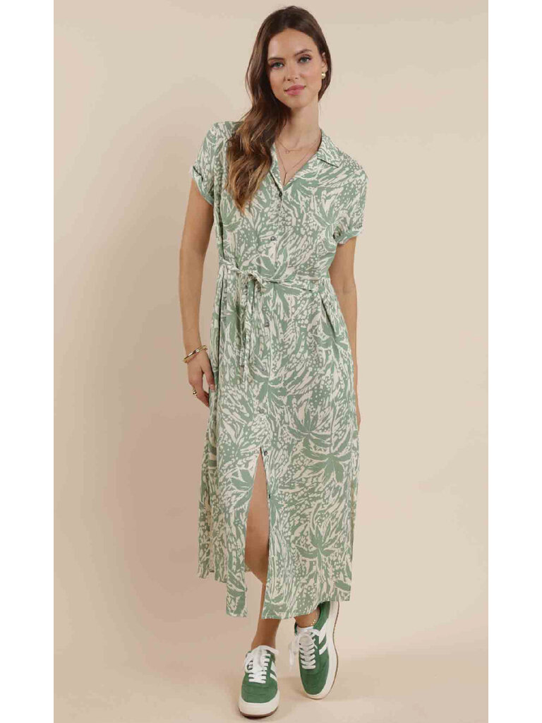Sage The Label Palm Sage Button Midi