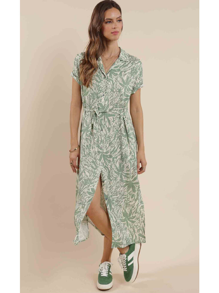 Sage The Label Palm Sage Button Midi