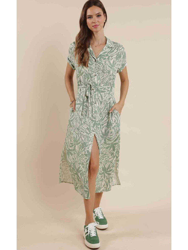 Sage The Label Palm Sage Button Midi