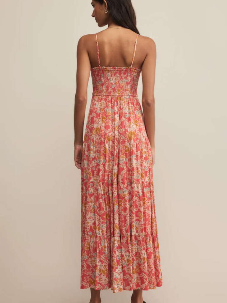 Z Supply Orange Floral Smocked Midi