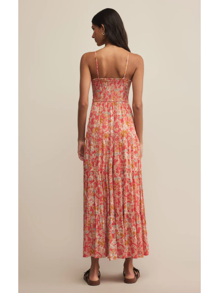 Z Supply Orange Floral Smocked Midi