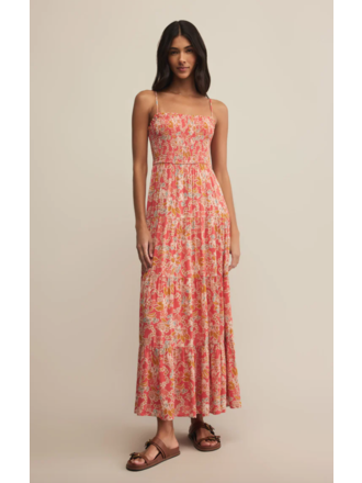 Z Supply Orange Floral Smocked Midi