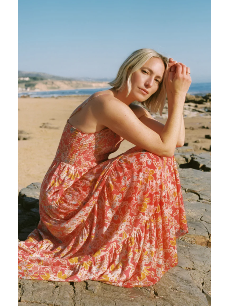 Z Supply Orange Floral Smocked Midi