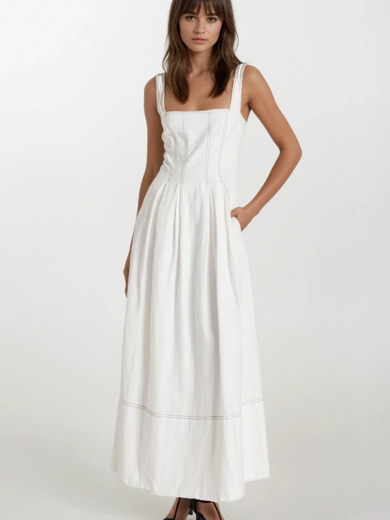 Madison The Label White Linen Maxi