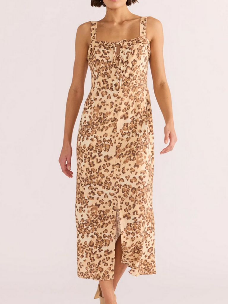 Mink Pink Linen Leopard Midi