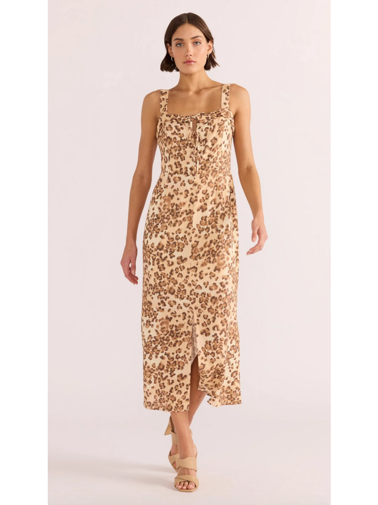 Mink Pink Linen Leopard Midi