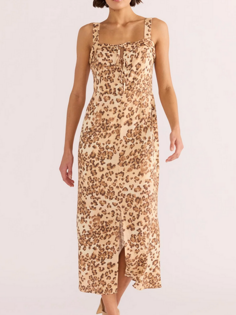 Mink Pink Linen Leopard Midi