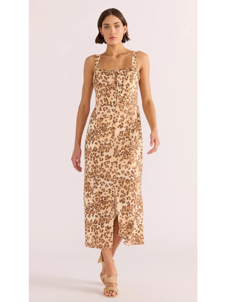 Mink Pink Linen Leopard Midi