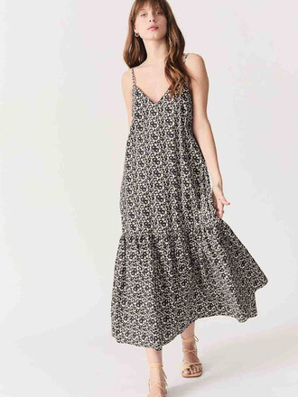 Deluc Black Floral Ruffle Midi