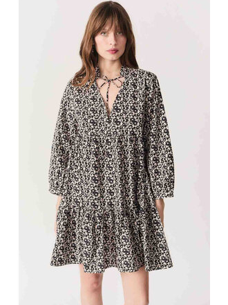 Deluc Black Floral Babydoll Mini