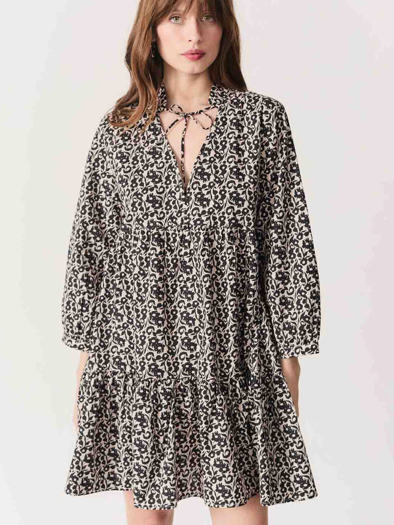 Deluc Black Floral Babydoll Mini