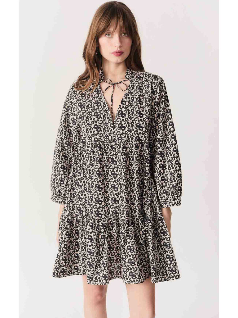 Deluc Black Floral Babydoll Mini