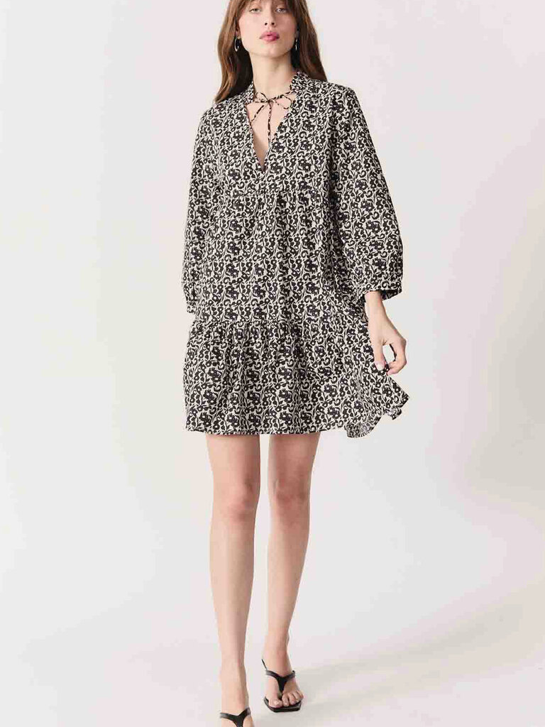 Deluc Black Floral Babydoll Mini