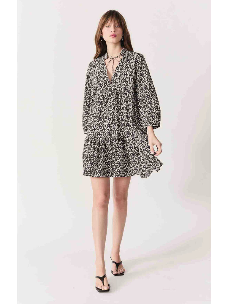 Deluc Black Floral Babydoll Mini