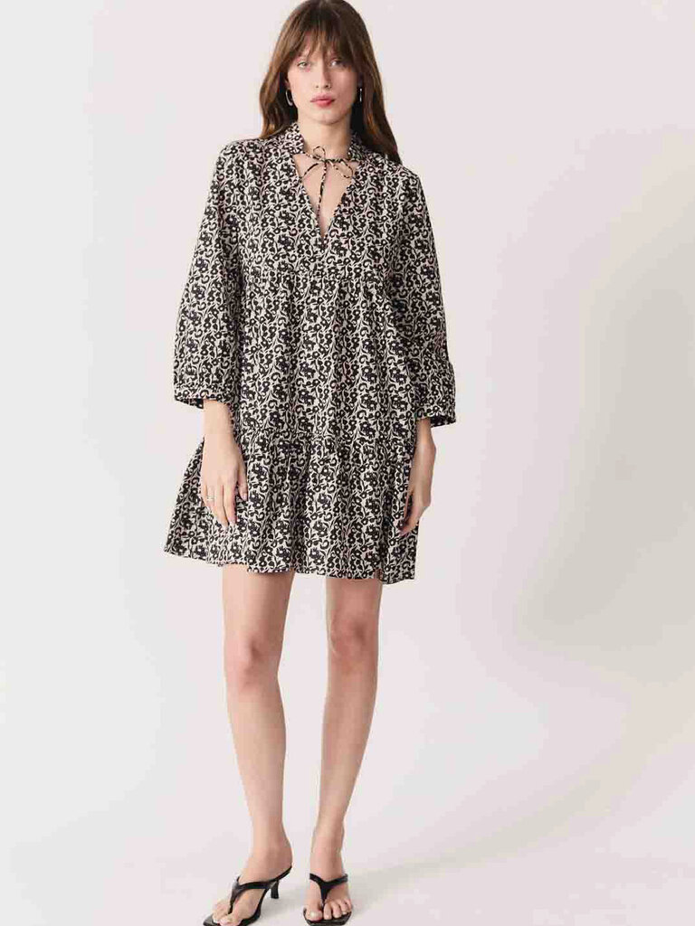 Deluc Black Floral Babydoll Mini