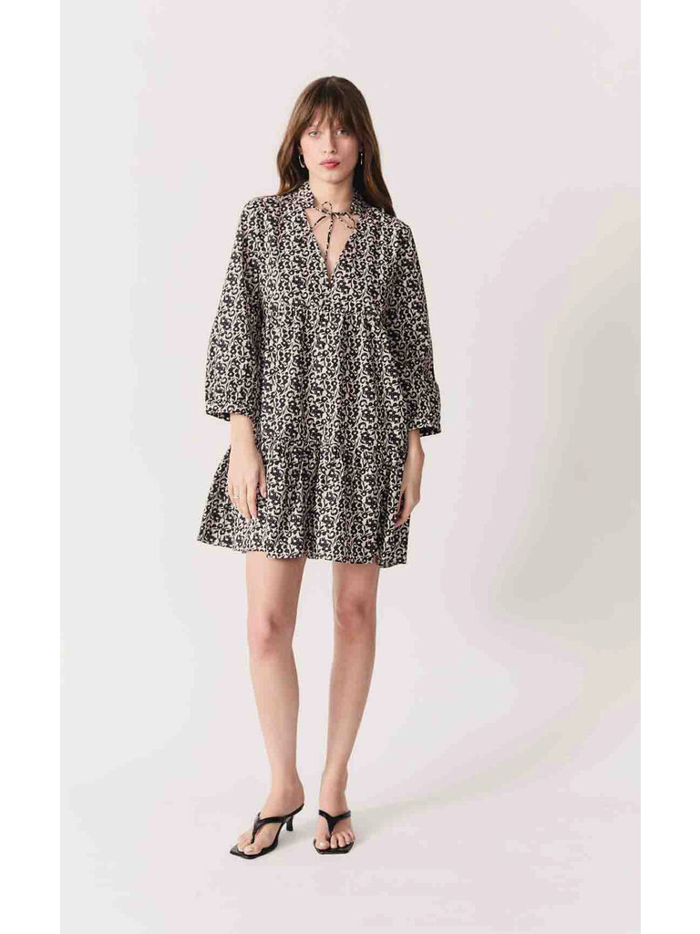 Deluc Black Floral Babydoll Mini