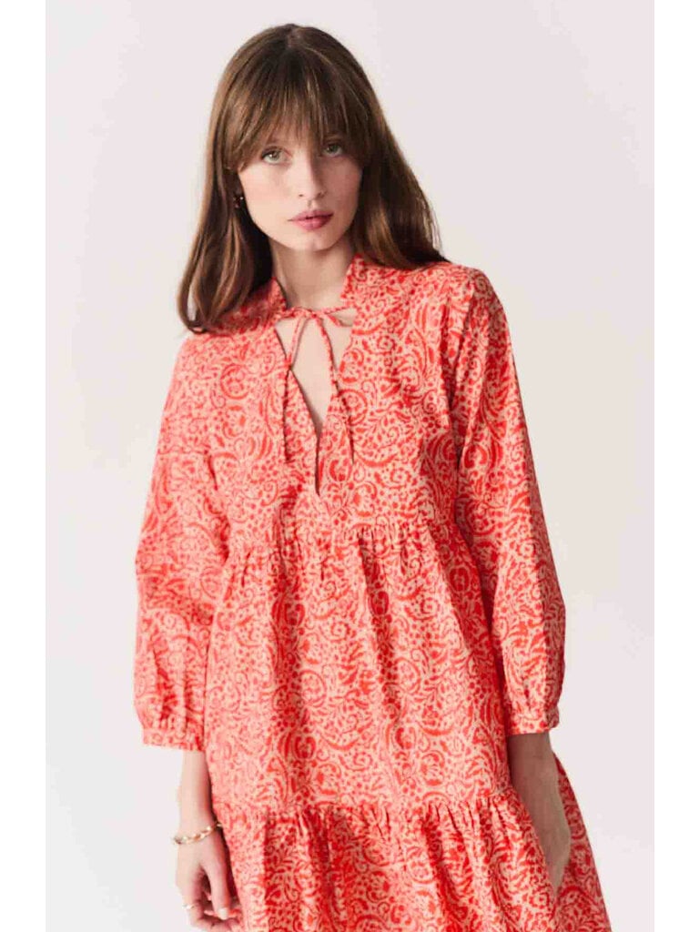 Deluc Orange Floral Babydoll Mini