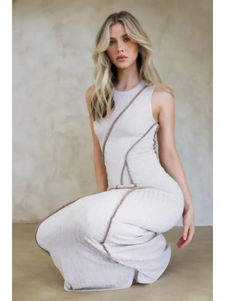 Lost In Lunar Knit Beige Maxi