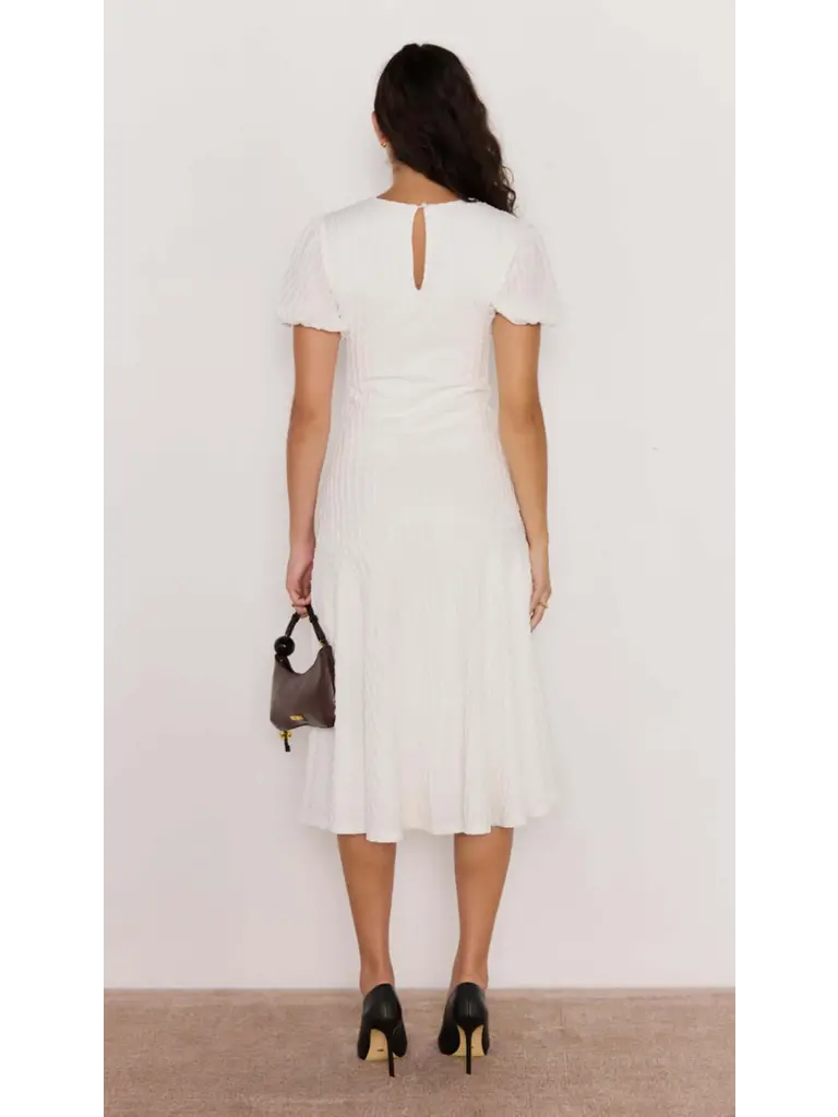 Mink Pink Crinkle White Midi Dress